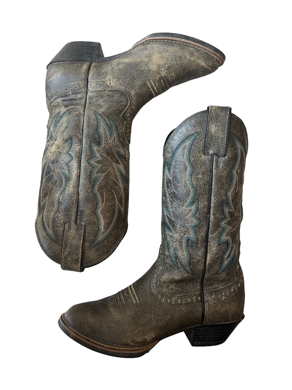 Justin Stampede Distressed Leather Cowgirl Boots Style L2722 Size 6.5B Western